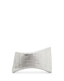 Angular Crocodile Clutch Bag, Anthracite Mirror
