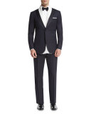 Satin Peak-Lapel Tuxedo, Navy
