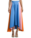 Flowy Colorblock Poplin Midi Skirt, Multi