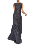 Sleeveless Embellished-Front Gown, Starling