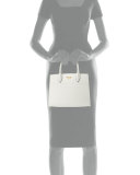 Bibliothèque Small Saffiano Tote Bag, White/Black (Bianco+Nero)