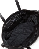 Men's Nylon Zip Tote Bag with Strap, Black