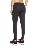 Swiss-Dot Mesh-Panel Long Sport Leggings, Converged Black