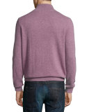 Cashmere Half-Zip Sweater, Rose Melange