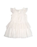 Sleeveless Tiered Point d'Esprit Dress, White
