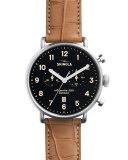 43mm Canfield Chronograph Watch w/Alligator Strap, Tan/Black