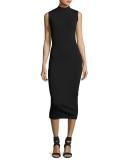 Alexis Sleeveless Open-Back Midi Dress, Black