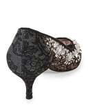 Crystal-Lace Mid-Heel Pump, Black