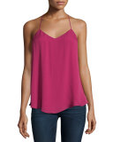 Silk Draped-Back Camisole, Deep Magenta