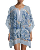 Palm 3/4-Sleeve Coverup Tunic, Marina