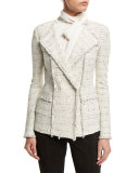 Izza Knit Double-Breasted Jacket, Putty/Multi