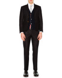 Faded-Stripe Two-Button Wool Sport Coat, Navy