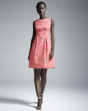 Betsy Full-Skirt Sheath Dress, Pink/Orange