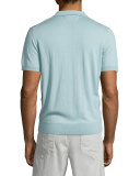 Short-Sleeve Cashmere-Silk Polo Shirt, Mint