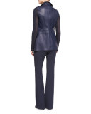 Teneda Flare-Leg Trousers, Midnight Blue
