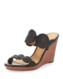 Luccia Leather Wedge Sandal, Black