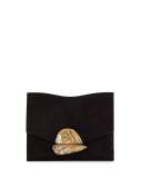 New Small Suede Clutch Bag, Black