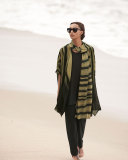Exotic Elements Open-Front Cardigan, Moss/Black, Plus Size 