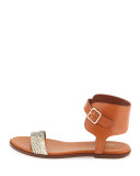 Barra Leather Ankle-Strap Sandal, Camel