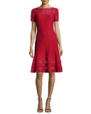 Rubin Lace-Trim Fit-&-Flare Dress, Ruby