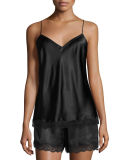 Lace-Trimmed Silk Lounge Tank