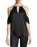 Chelo Cold-Shoulder Silk Combo Top