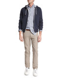 Check Pocket Sport Shirt, Blue/Brown