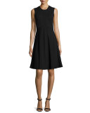 Cable-Knit Fit-and-Flare Dress, Navy/Black
