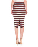 High-Waist Striped Pencil Skirt, Multi Colors
