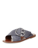 Grant Suede Sandal Slide, Dark Gray