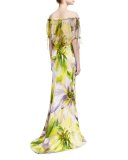 Floral Off-the-Shoulder Blouse, Lilac/Multicolor