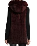 Hooded Mink Fur Vest w/ Fox Fur Trim