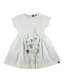 Cady Summer Flowers Poplin Dress, White, Size 2T-12