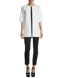 Half-Sleeve Long Cookie Jacket, Ivory