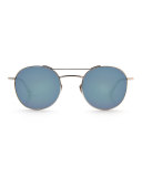Orleans Mirrored Metal Universal-Fit Sunglasses, Titanium/Blue Steel