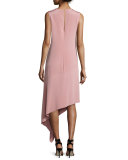 Lark Asymmetric Silk Crepe Dress, Blush