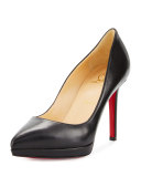 Pigalle Plato Leather Red Sole Pump, Black