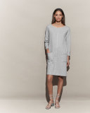 Long-Sleeve Embellished Shift Dress, Cloud Heather