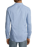 Matrix-Print Long-Sleeve Sport Shirt, Ultramarine