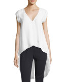 Go Tailgate High-Low Stretch-Silk Top
