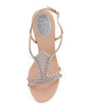 Crystal Chevron T-Strap 105mm Pump, Beige