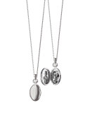 3/4" Pinstriped Silver Oval Locket Necklace