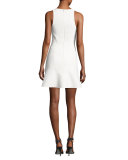 Contoured-Seam Sleeveless Peplum Dress, Bone