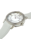 38mm Ceramic Diamond Watch w/Rubber Strap, 0.93 tdcw