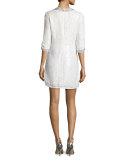 Petra 3/4-Sleeve Embellished Mini Cocktail Dress, Ivory