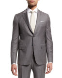 Super 140s Striped Two-Piece Suit, Light Gray