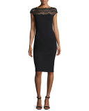 Ilmes Lace-Trim Sheath Dress, Nero