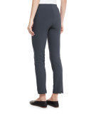 Stretch-Woven Seamed Leggings, Dark Gray
