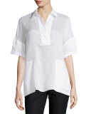 Mitra Half-Sleeve Blouse, White