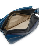 Puzzle Colorblock Leather Satchel Bag, Navy/Black